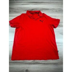 Puma Men's Red Classic Logo Polo Shirt Short Sleeve Golf Casual Size L
